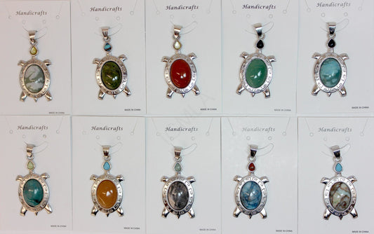 42X41mm Assorted Stone Turtle Pendants