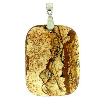 34-48mm Picture Jasper Freeform Pendants
