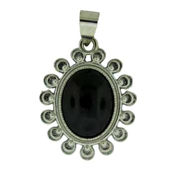 23X30mm Synthetic Black Agate Oval Pendants