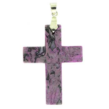 36X48mm Dyed Purple Laguna Lace Cross Pendants