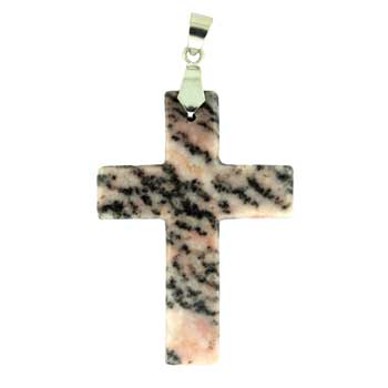 36X48mm Pink Zebra Jasper Cross Pendants