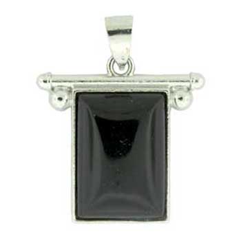27X28mm Synthetic Black Agate Rectangle Pendants