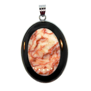 32X47mm Pink Web Jasper Oval Pendants