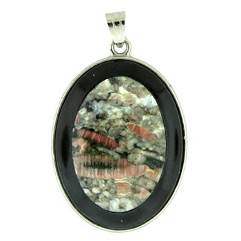 32X47mm Insect Fossil Jasper Oval Pendants
