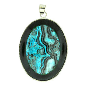 32X47mm Dyed Blue Laguna Lace Oval Pendants