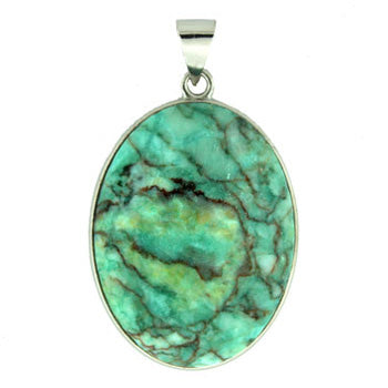 32X47mm Dyed Green Matrix Stone Oval Pendants