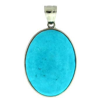 32X47mm Synthetic Turquoise (No Matrix) Oval Pendants