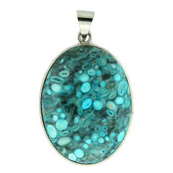 32X47mm Blue Ocean Fossil Jasper Oval Pendants
