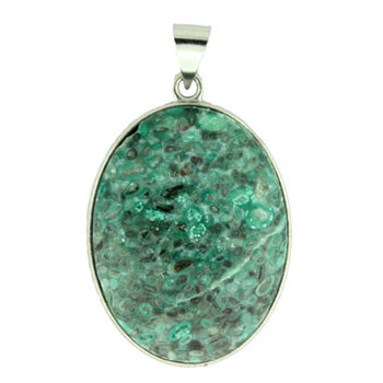 32X47mm Dyed Green Ocean Fossil Jasper Oval Pendants