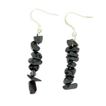 Synthetic Black Agate Chip Earrings