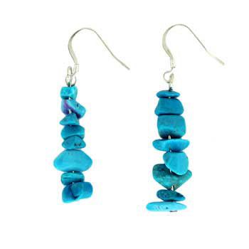 Dyed Turquoise Howlite Chip Earrings