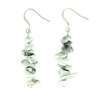 White Howlite Chip Earrings
