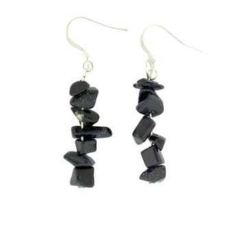 Blue Goldstone Man Made Chip Earrings