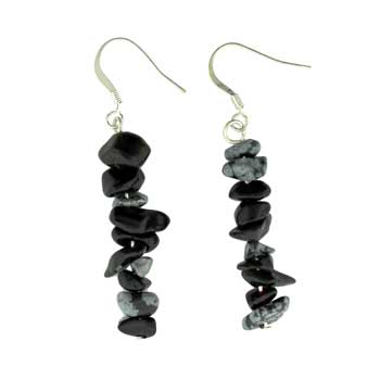 Snowflake Obsidian Chip Earrings