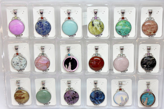 32X43mm With 6mm Assorted Stone Coyote & Moon Pendants