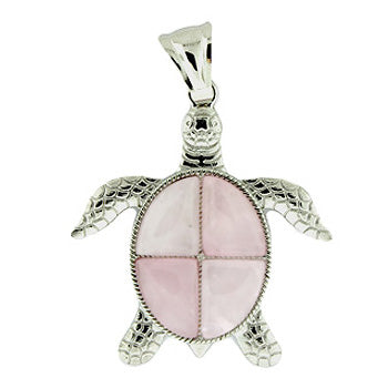 42X48mm Rose Quartz Swimming Turtle Pendants