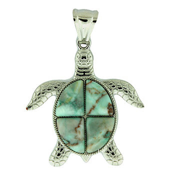42X48mm Dyed Green Matrix Stone Swimming Turtle Pendants