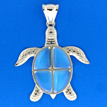 42X48mm Opalite Glass Swimming Turtle Pendants
