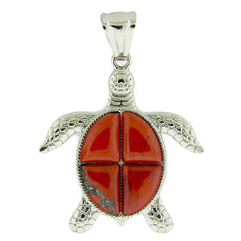42X48mm Red Jasper Swimming Turtle Pendants