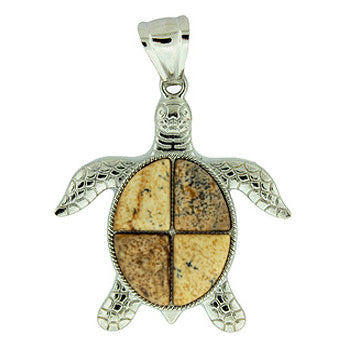 42X48mm Picture Jasper Swimming Turtle Pendants