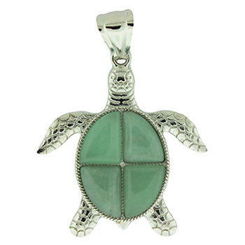 42X48mm Green Aventurine Swimming Turtle Pendants