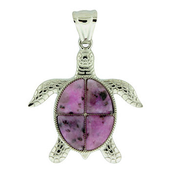 42X48mm Dyed Purple Quartz Glass Swimming Turtle Pendants