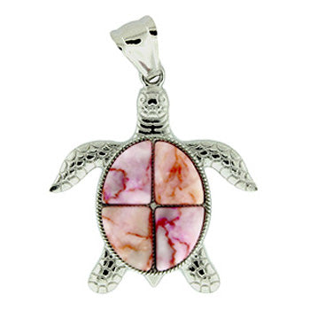 42X48mm Dyed Pink Matrix Jasper Swimming Turtle Pendants