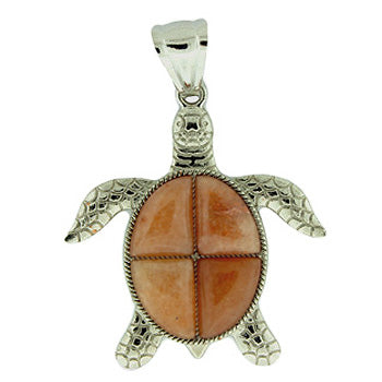 42X48mm Red Aventurine Swimming Turtle Pendants
