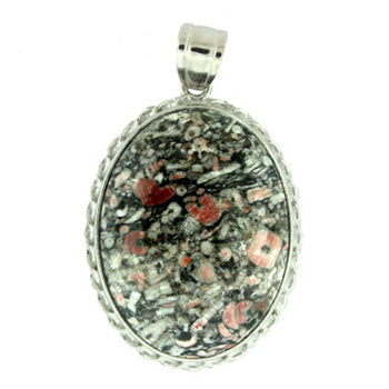 35X50mm Insect Fossil Jasper Oval Pendants