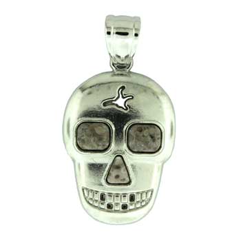 25X38mm Ocean Fossil Jasper Skull Pendants