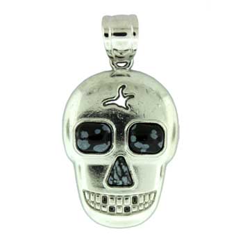 25X38mm Snowflake Obsidian Skull Pendants