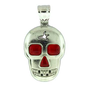 25X38mm Fire Ruby Quartz Glass Skull Pendants