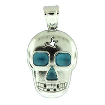 25X38mm Blue Topaz Quartz Glass Skull Pendants