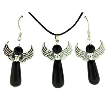 20-30mm Synthetic Black Agate Angel Pendants & Earrings