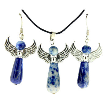 20-30mm Sodalite Brazil Angel Pendants & Earrings