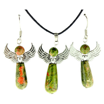 20-30mm Unakite Angel Pendants & Earrings