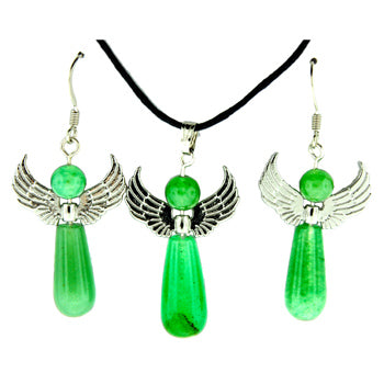 20-30mm Green Aventurine Angel Pendants & Earrings