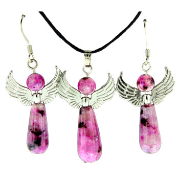 20-30mm Dyed Purple Quartz Glass Angel Pendants & Earrings