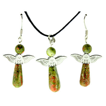 20-30mm Unakite Angel Pendants & Earrings
