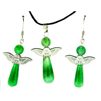 20-30mm Green Aventurine Angel Pendants & Earrings