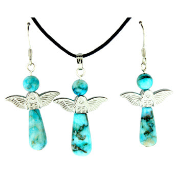 20-30mm Dyed Turquiose Jasper Angel Pendants & Earrings