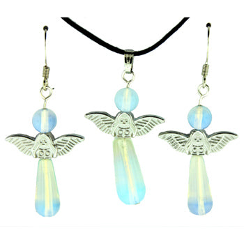 20-30mm Opalite Glass Angel Pendants & Earrings
