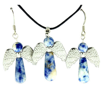 20-30mm Sodalite Brazil Angel Protection Pendants & Earrings