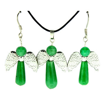 20-30mm Green Aventurine Angel Protection Pendants & Earrings