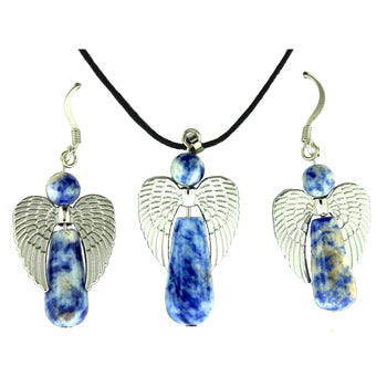 20-30mm Sodalite Brazil Angel Guidance Pendants & Earrings