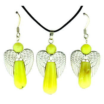 20-30mm Olive Serpentine Angel Guidance Pendants & Earrings