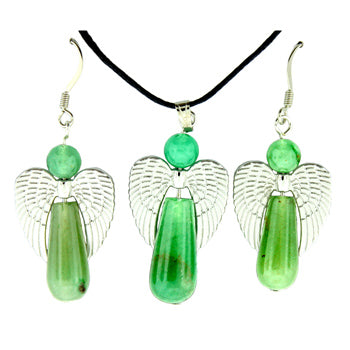 20-30mm Green Aventurine Angel Guidance Pendants & Earrings