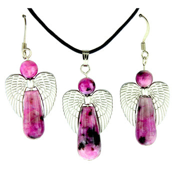 20-30mm Dyed Purple Quartz Glass Angel Guidance Pendants & Earrings