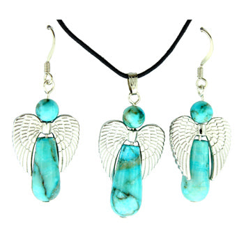20-30mm Dyed Turquiose Jasper Angel Guidance Pendants & Earrings