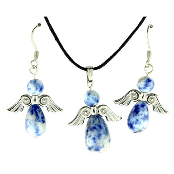 20-30mm Sodalite Brazil Angel Peace Pendants & Earrings